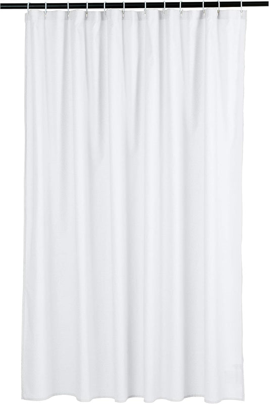 Amazon Basics Lightweight Super Soft Easy Care Microfiber Waffle Texture Shower Curtain , 72" x 72", White