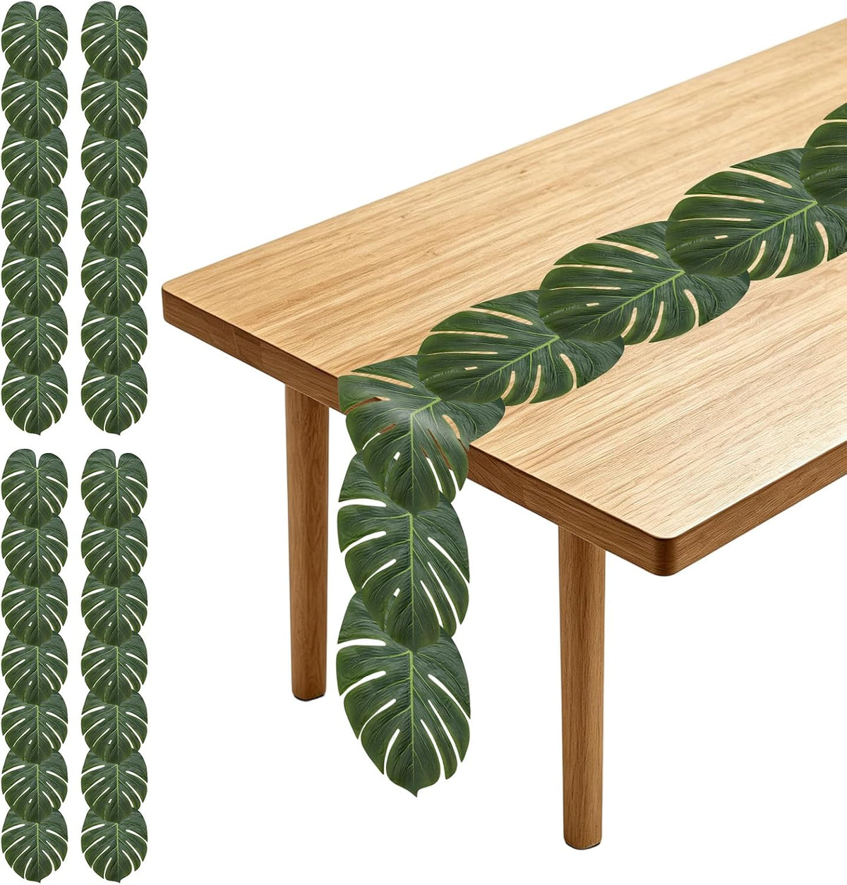 4pcs Artificial Palm Leaves Table Runners Tropical Palm Leaves Table Decorations 70 Inch Hawaiian Leaf Table Runner for Summer Wedding Hawaiian Luau Theme Party Supply Table Wall Decorations