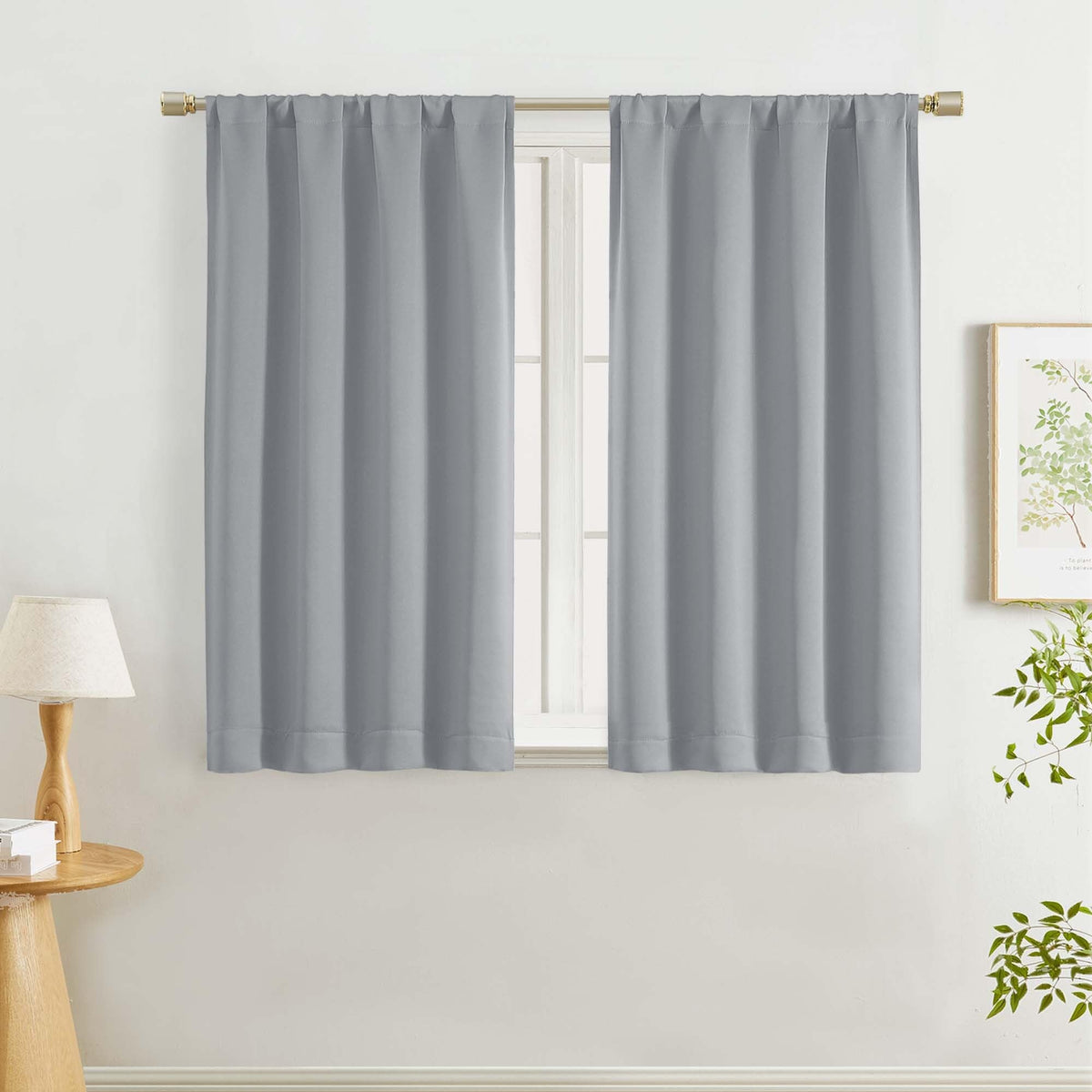 Lecloud Black Blackout Curtains for Bedroom 54 Inch Length 2 Panels