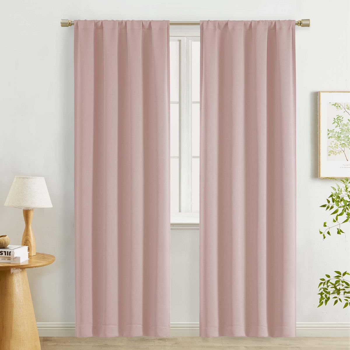 Lecloud Black Blackout Curtains for Bedroom 54 Inch Length 2 Panels