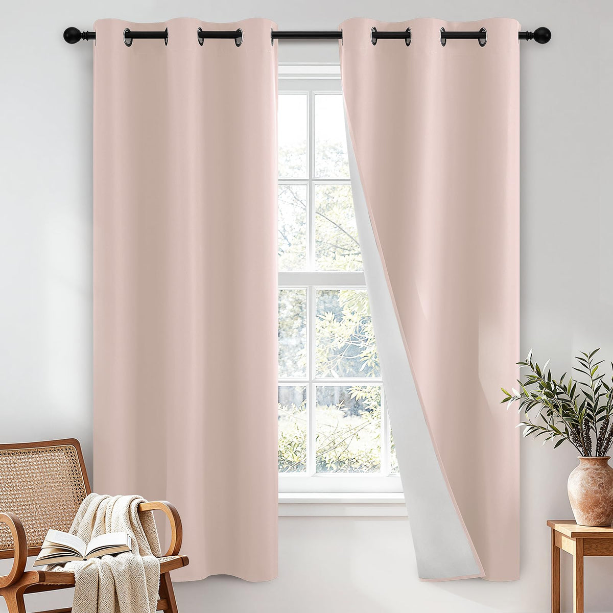 SimpleHome Chocolate Brown 100% Blackout Curtains for Bedroom 63 Inch Long