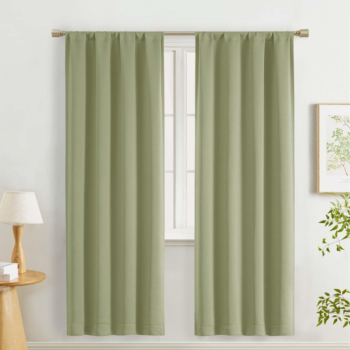 Lecloud Black Blackout Curtains for Bedroom 54 Inch Length 2 Panels