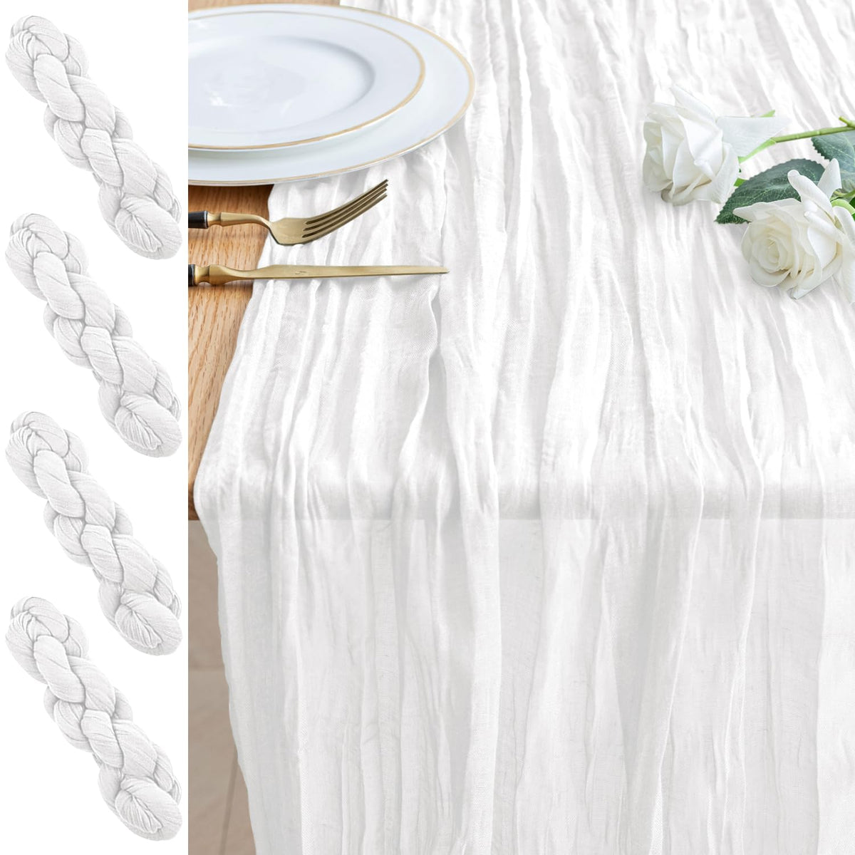 Cheesecloth Table Runner 10FT Blushing Pink Boho Gauze Sheer Runners