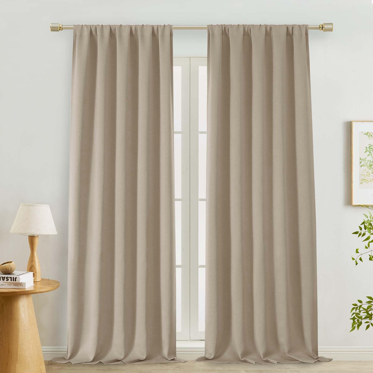 Lecloud Black Blackout Curtains for Bedroom 54 Inch Length 2 Panels