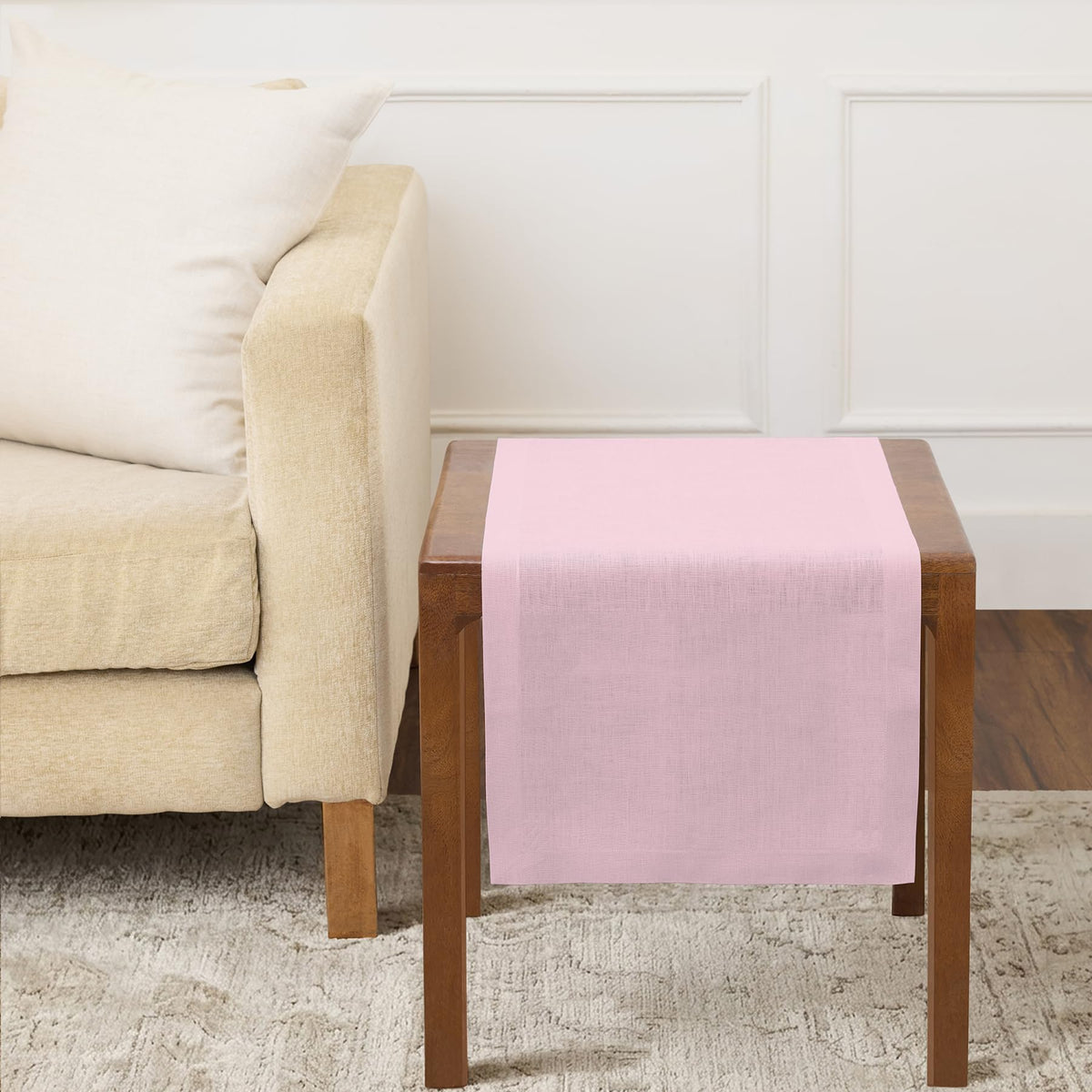 Solino Home 100% Pure Linen Table Runner Natural Long, Athena 14 x 108 in