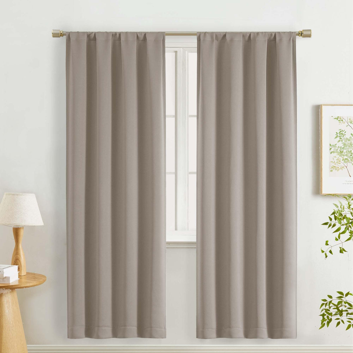Lecloud Black Blackout Curtains for Bedroom 54 Inch Length 2 Panels