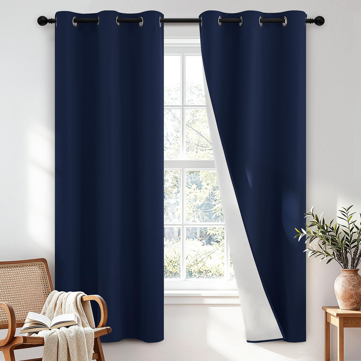 SimpleHome Chocolate Brown 100% Blackout Curtains for Bedroom 63 Inch Long