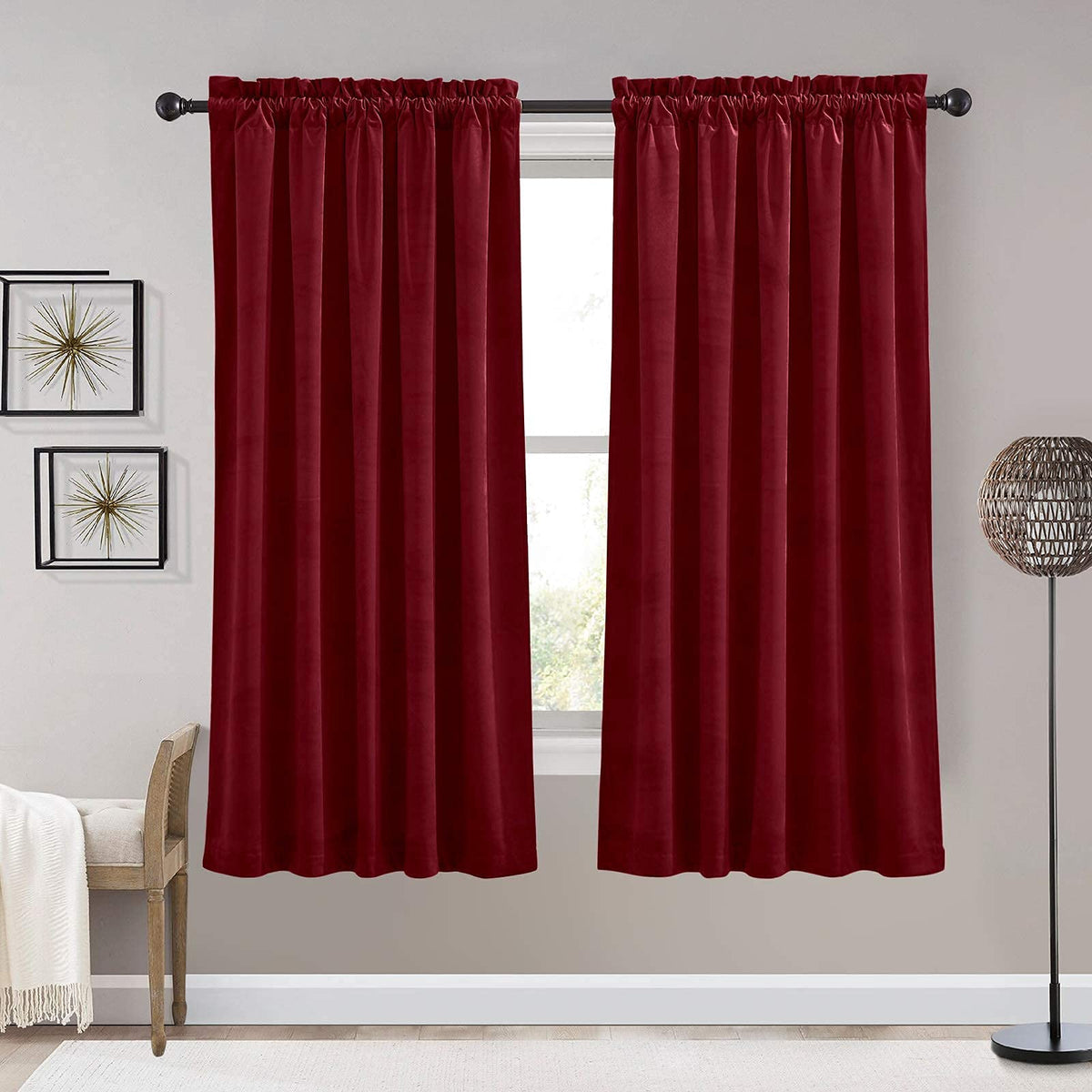 RYB HOME Green Velvet Blackout Curtains 84 inches for Bedroom Living Room