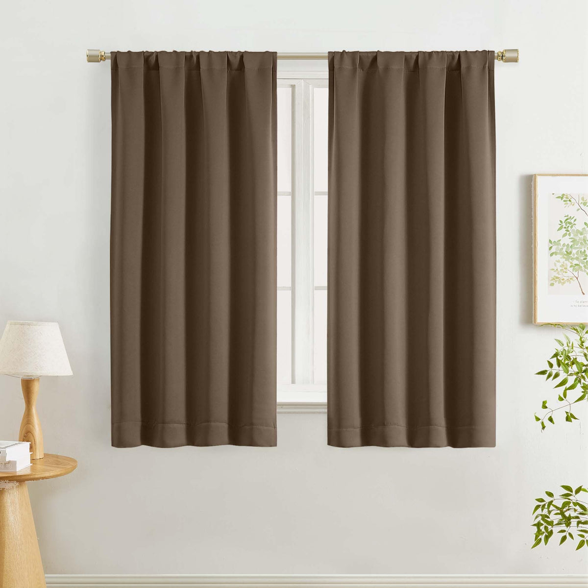 Lecloud Black Blackout Curtains for Bedroom 54 Inch Length 2 Panels