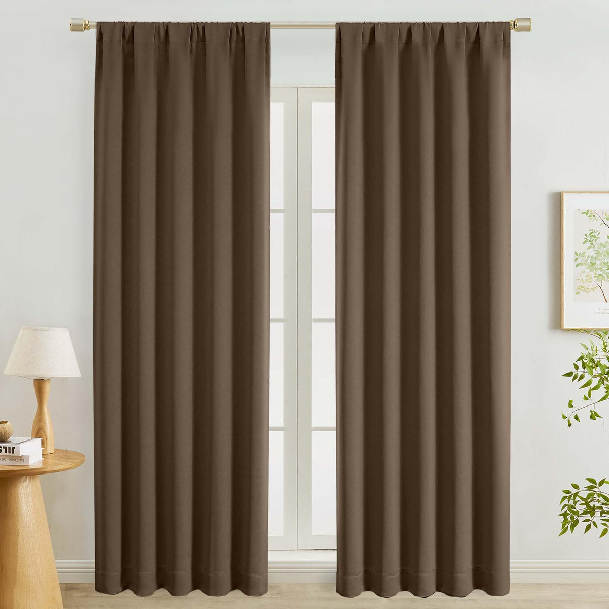 Lecloud Black Blackout Curtains for Bedroom 54 Inch Length 2 Panels