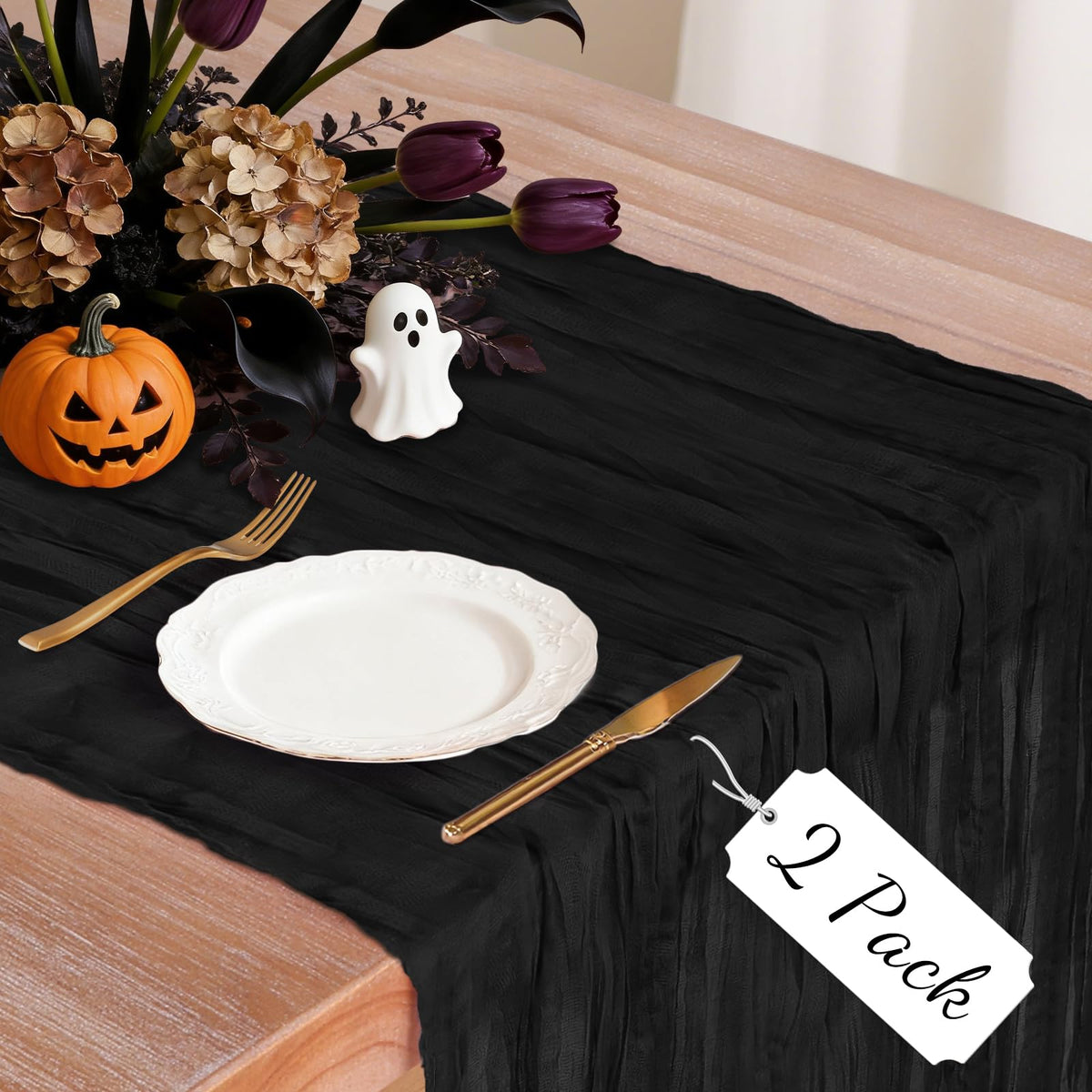 2 Pack Cheesecloth Table Runner, 120 Inch Pink Table Runner for Decor