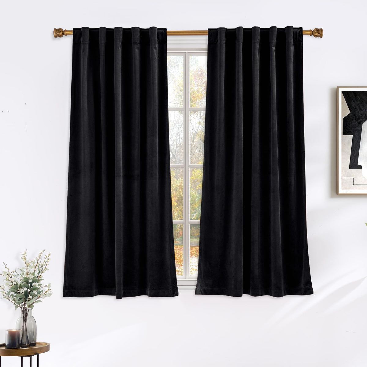 NICETOWN Christmas Blackout Olive Green Velvet Curtains, W52xL84, 2 Panels