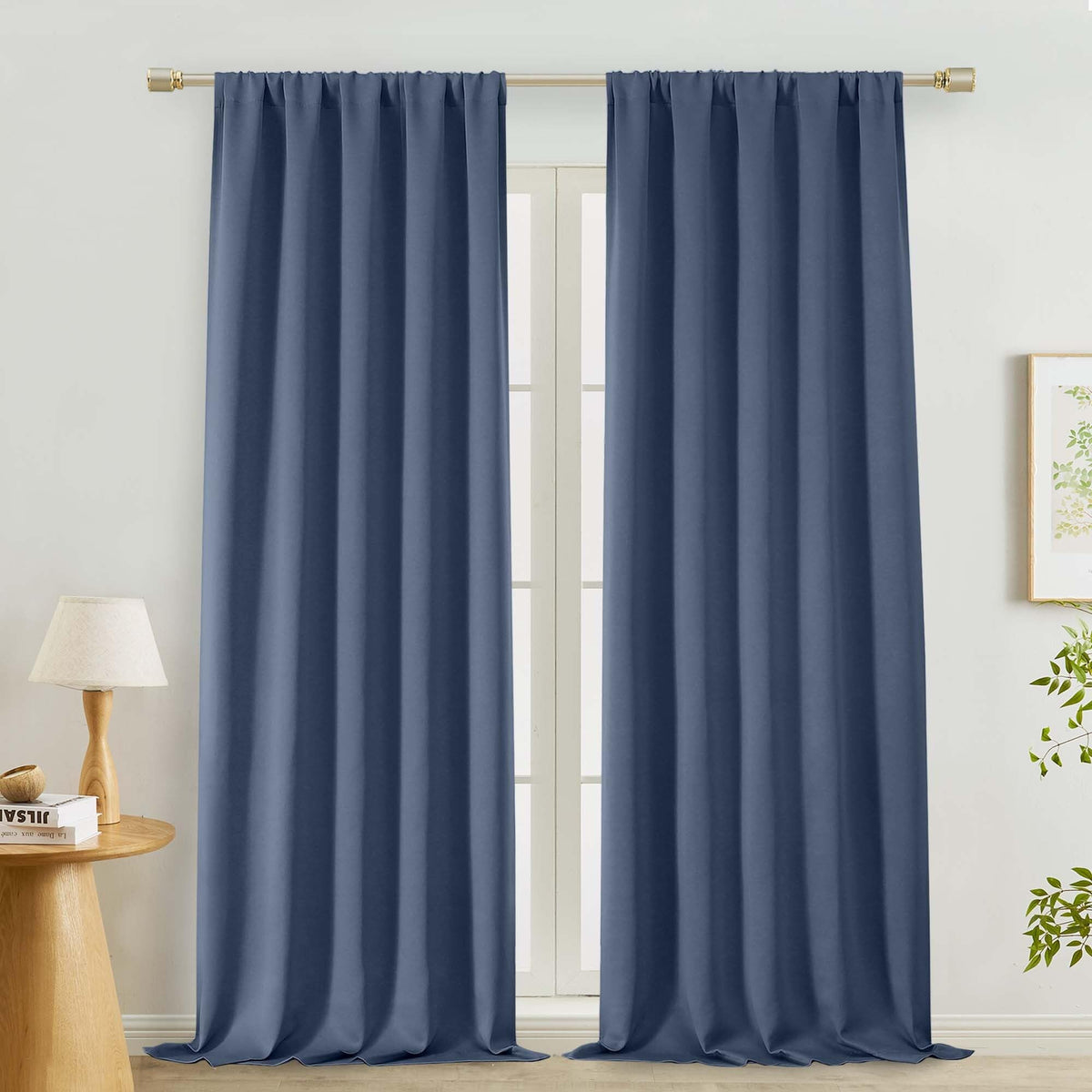 Lecloud Black Blackout Curtains for Bedroom 54 Inch Length 2 Panels