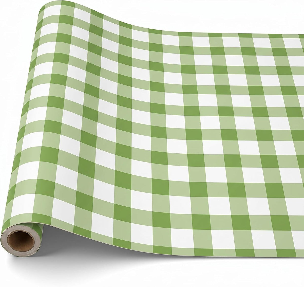 Tinlade Green White Gingham Paper Table Runner Roll 25' Long X 16" Wide