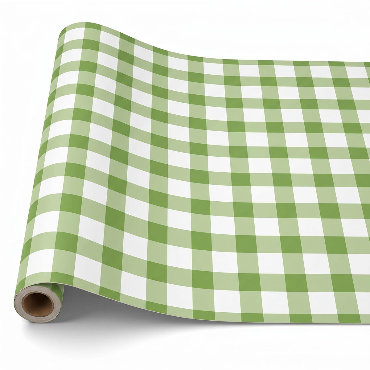 Tinlade Green White Gingham Paper Table Runner Roll 25' Long X 16" Wide
