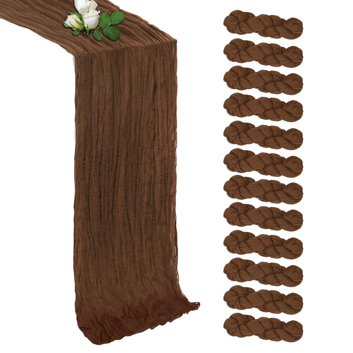 12 Pack Brown Table Runner 17 x 108 Inch Cheesecloth