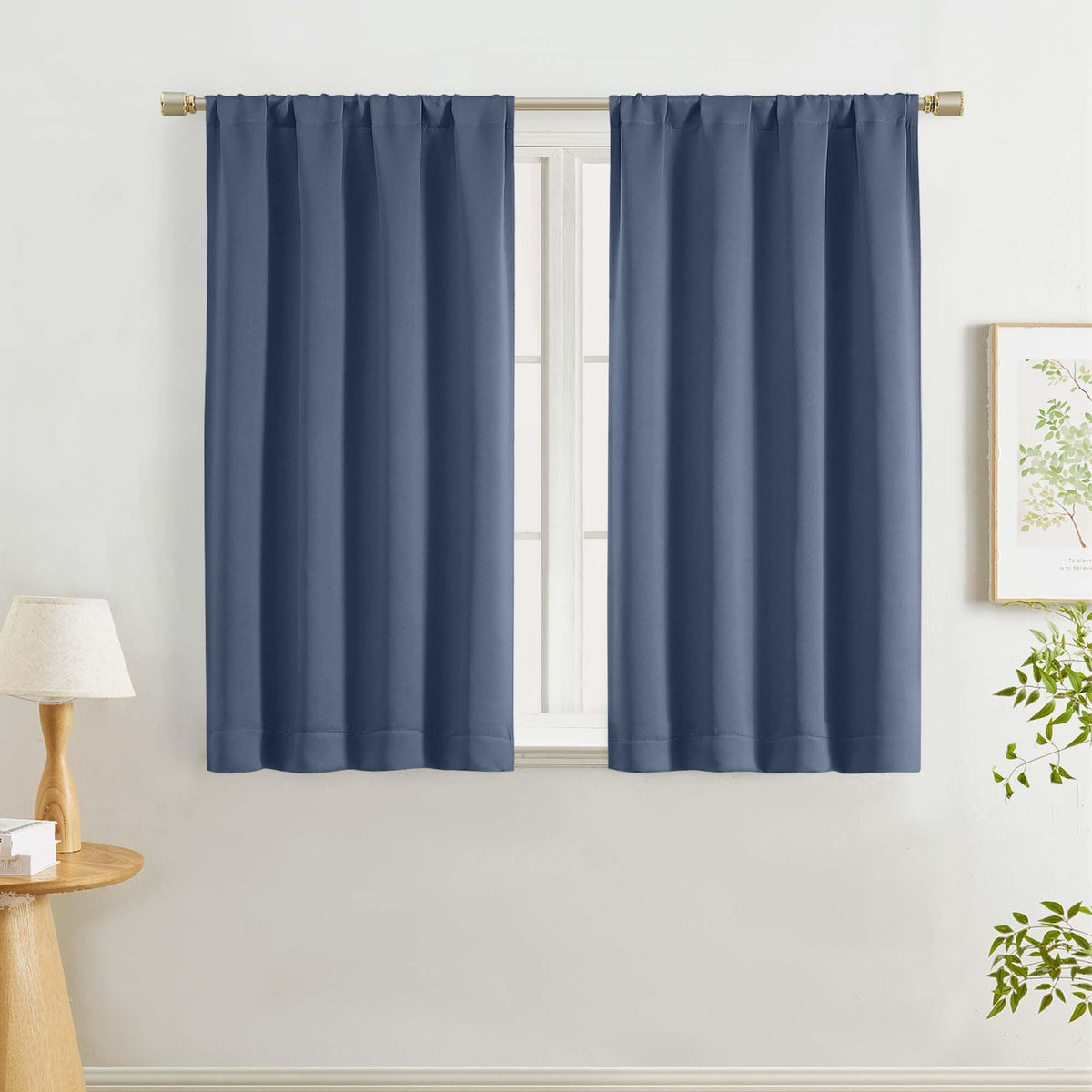 Lecloud Black Blackout Curtains for Bedroom 54 Inch Length 2 Panels