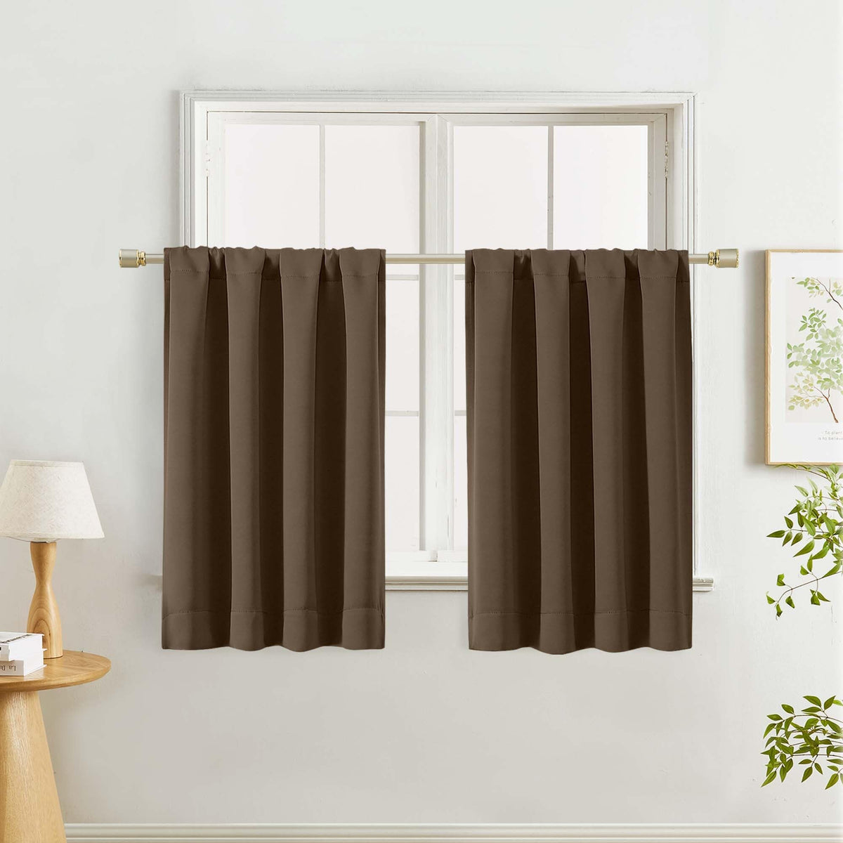 Lecloud Black Blackout Curtains for Bedroom 54 Inch Length 2 Panels