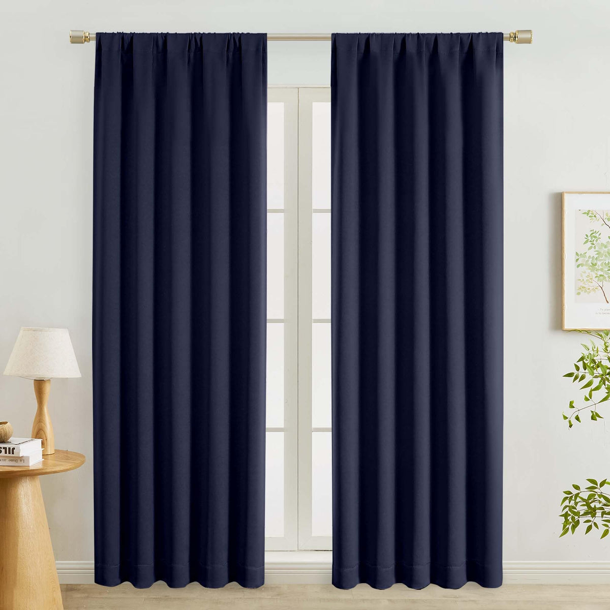 Lecloud Black Blackout Curtains for Bedroom 54 Inch Length 2 Panels