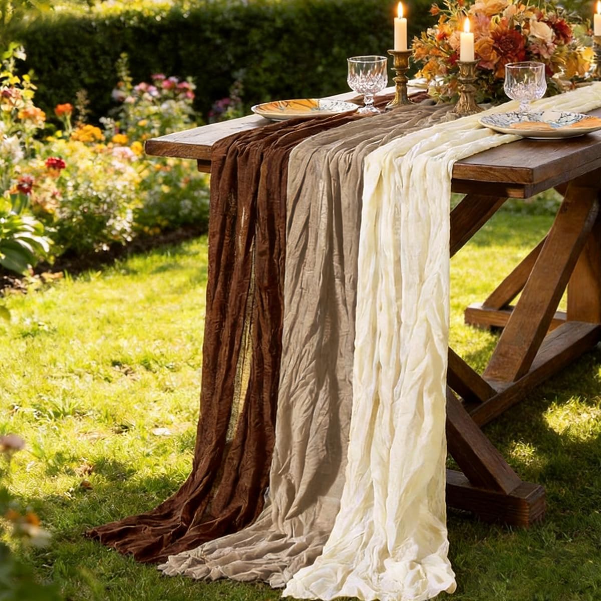 Pink Cheesecloth Table Runner Fall Boho Wedding Birthday Party Home Decor