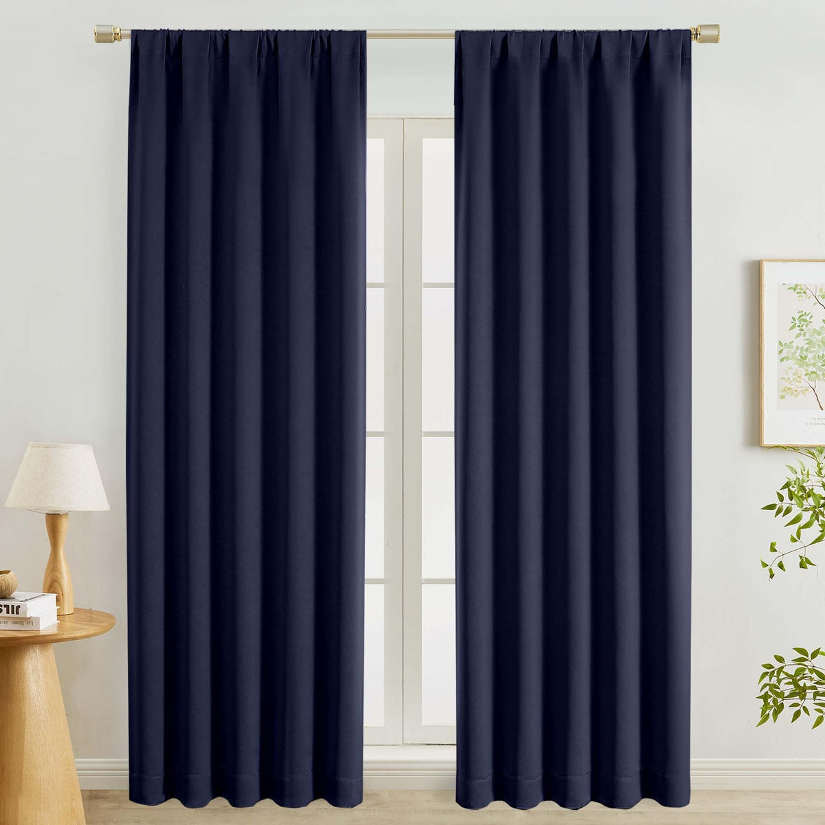Lecloud Black Blackout Curtains for Bedroom 54 Inch Length 2 Panels