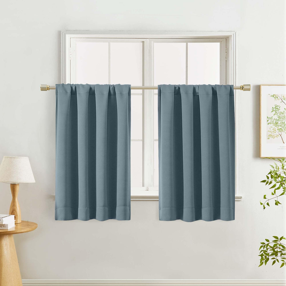 Lecloud Black Blackout Curtains for Bedroom 54 Inch Length 2 Panels