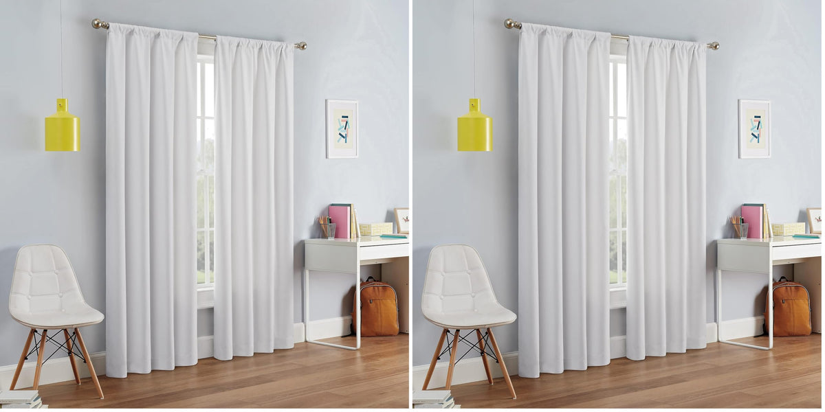 ECLIPSE Kendall Modern Blackout Thermal Rod Pocket Window Curtain for Bedroom or Living Room (1 Panel), 42 X 84, White