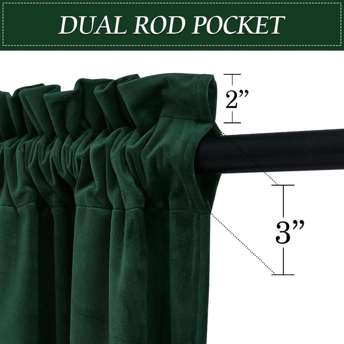 RYB HOME Green Velvet Blackout Curtains 84 inches for Bedroom Living Room