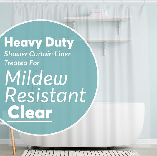 BigFoot Shower Curtain – 72 x 72 PEVA Heavy Duty Shower Curtain with Rustproof Metal Grommet and 3 Magnetic Weights – Odor Free and Compatible with Standard Showers, Clear