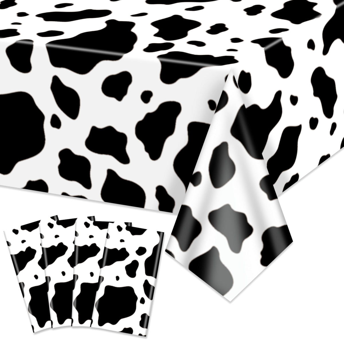 6 Pcs Cow Print Table Runner, 14 x 108 in Black and White Cow Table Runner Farm Western Tablecloth for Birthday Western Barnyard Home Kitchen Decorations