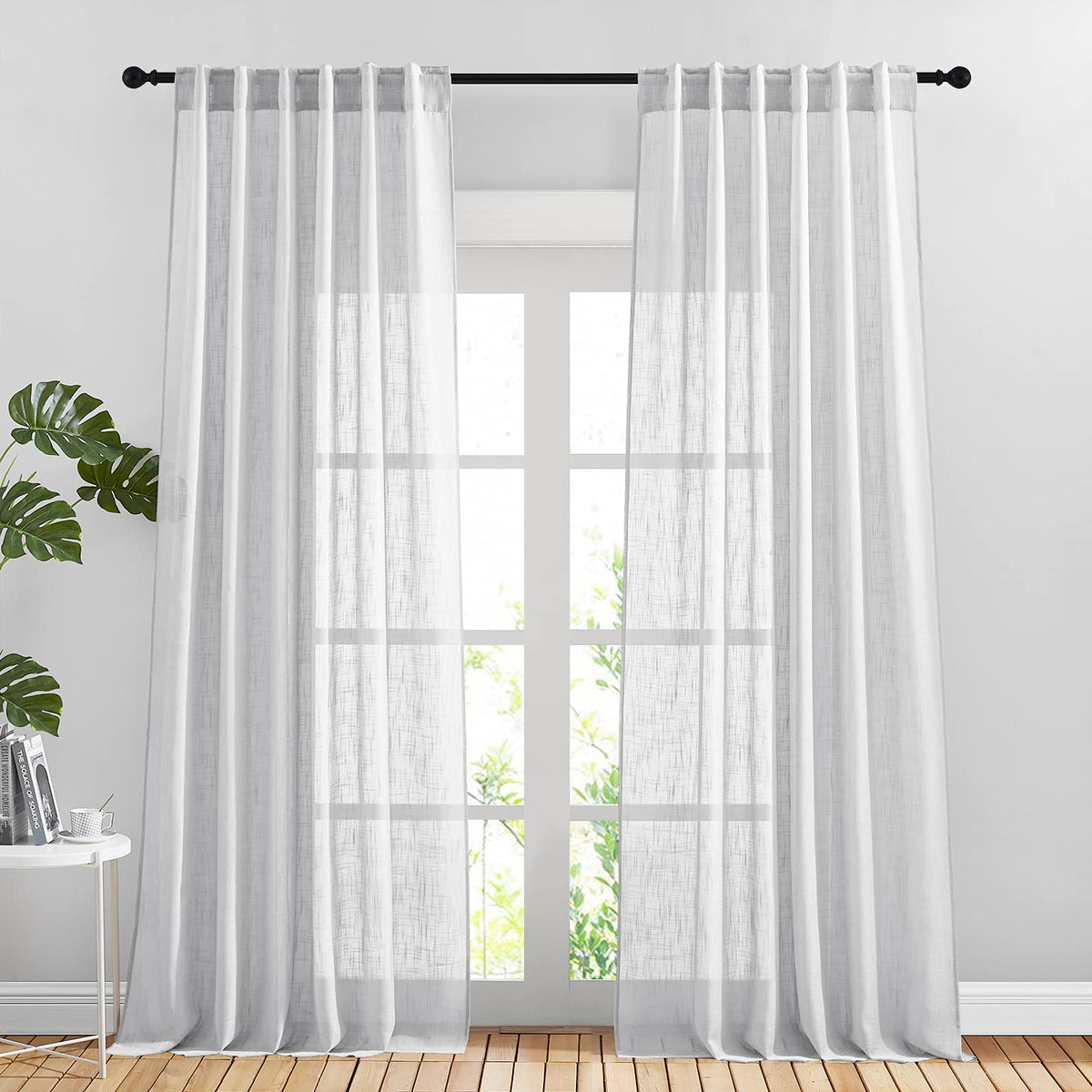 NICETOWN Natural Linen Curtains 70 Inches Length, 2 Panels, W37 x L70