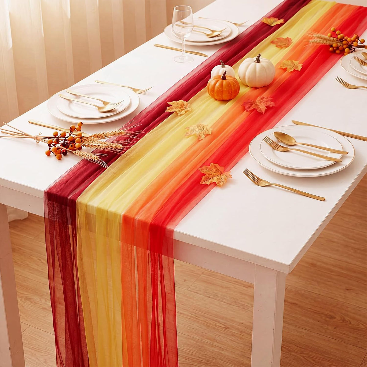 8 Pcs Fall Table Runners 29 x 71 Inch Thanksgiving Decor