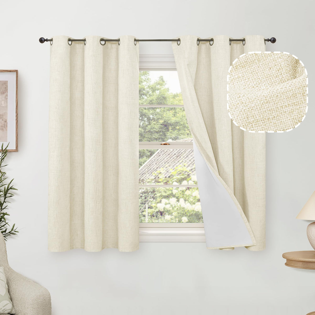 Lajode Natural Linen Blackout Curtains for Bedroom - 52x84 Inch 2 Panels