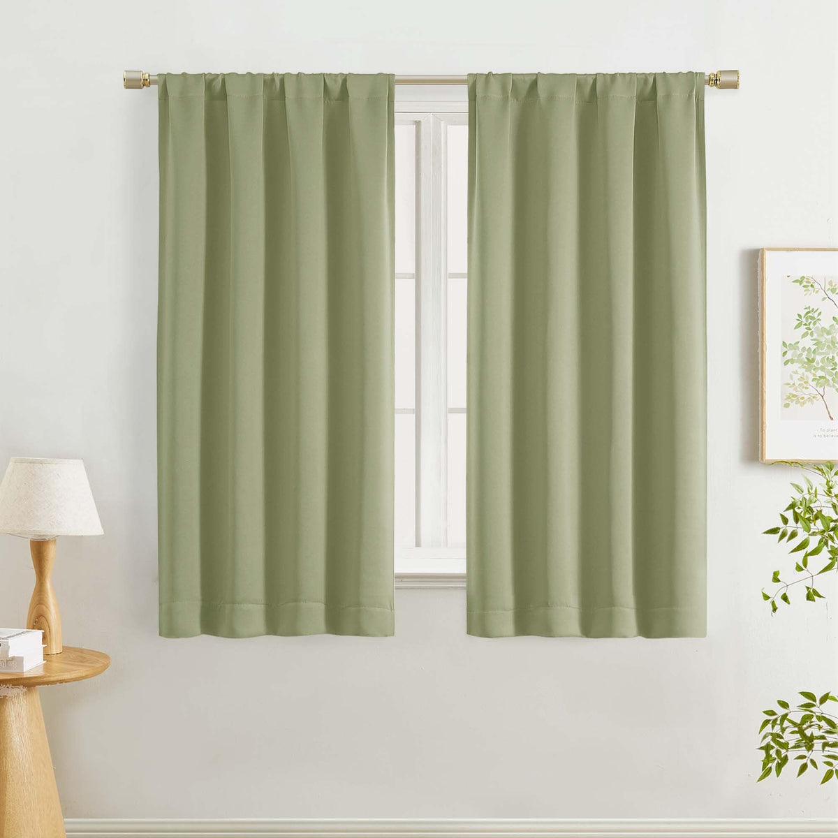 Lecloud Black Blackout Curtains for Bedroom 54 Inch Length 2 Panels