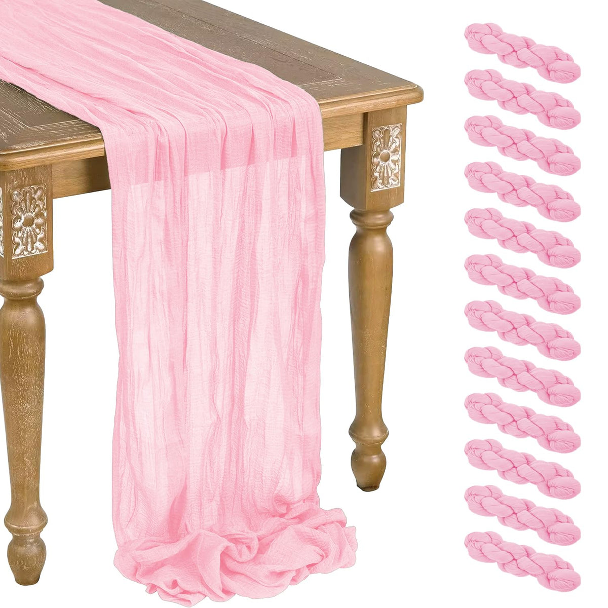 12 Pack Beige Cheesecloth Table Runner 10ft Boho Gauze Cheese Cloth Table Runner Rustic Sheer Runner 120 inch Long for Christmas Wedding Bridal Baby Shower Birthday Table Decorations