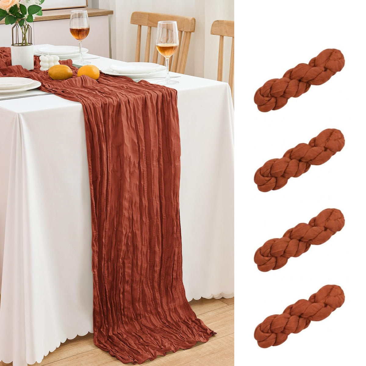 18 Pack Pink Cheesecloth Table Runner 21.5x120 Inch, Semi Sheer Boho Gauze Cheese Cloth Fabric Table Runners 10 FT Long for Wedding Party Baby Shower Birthday Home Decor