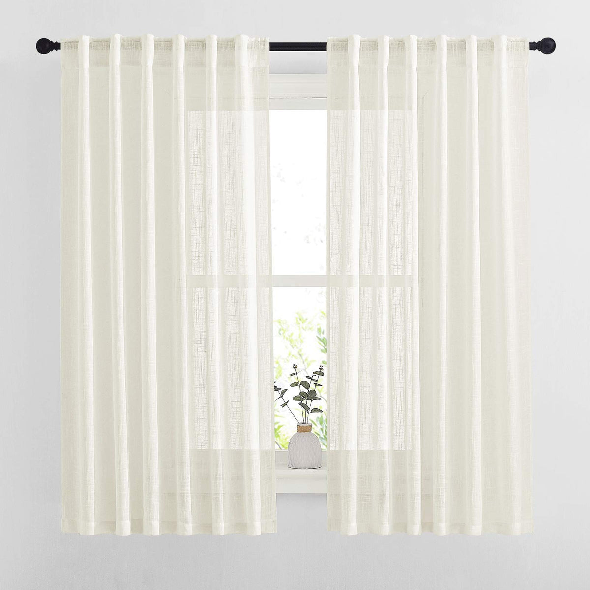 NICETOWN Natural Linen Curtains 70 Inches Length, 2 Panels, W37 x L70