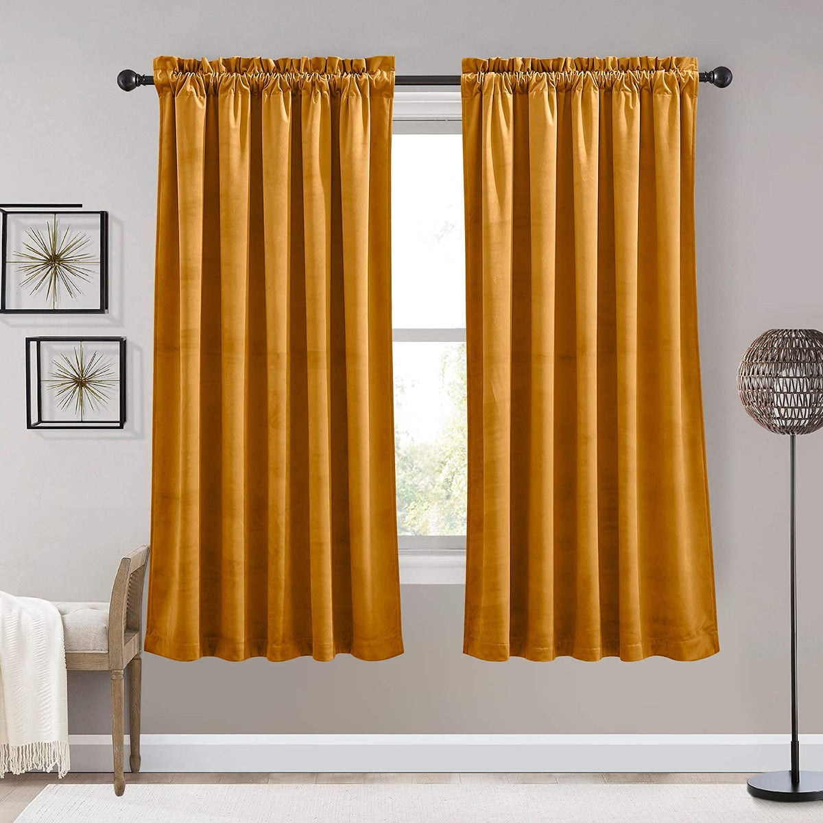 RYB HOME Green Velvet Blackout Curtains 84 inches for Bedroom Living Room