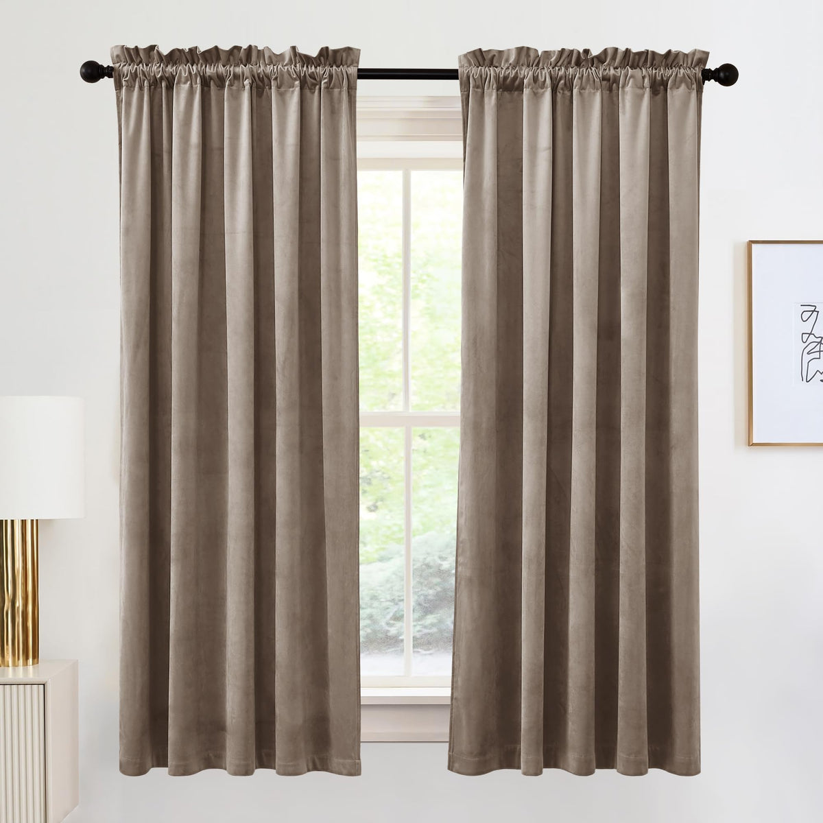 RYB HOME Green Velvet Blackout Curtains 84 inches for Bedroom Living Room