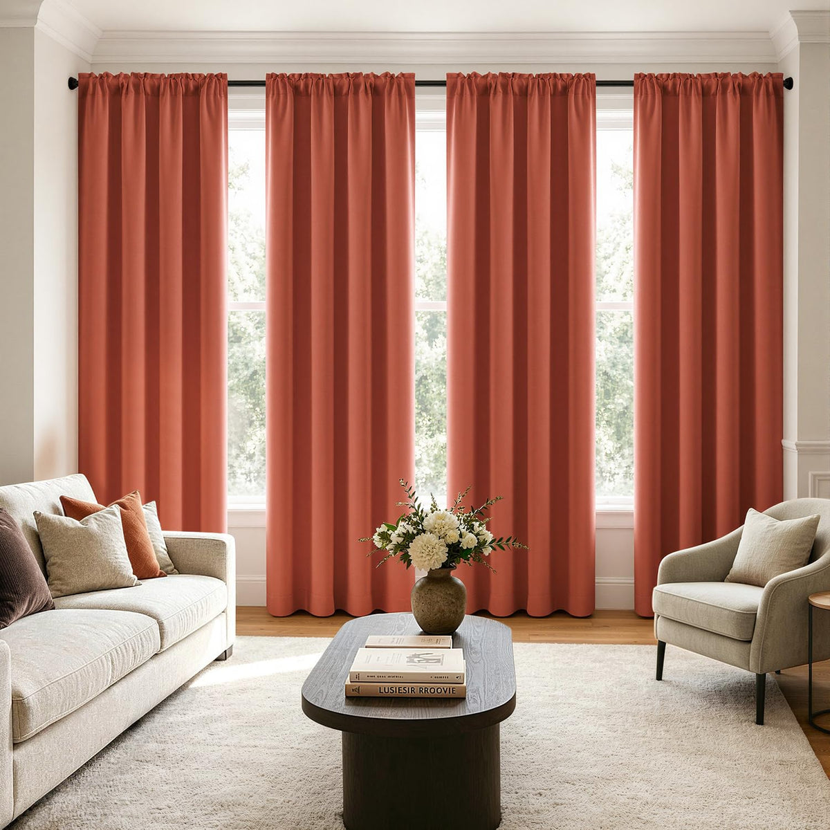 MIULEE Sage Green Blackout Curtains 63 Inch Length for Bedroom 4 Panels