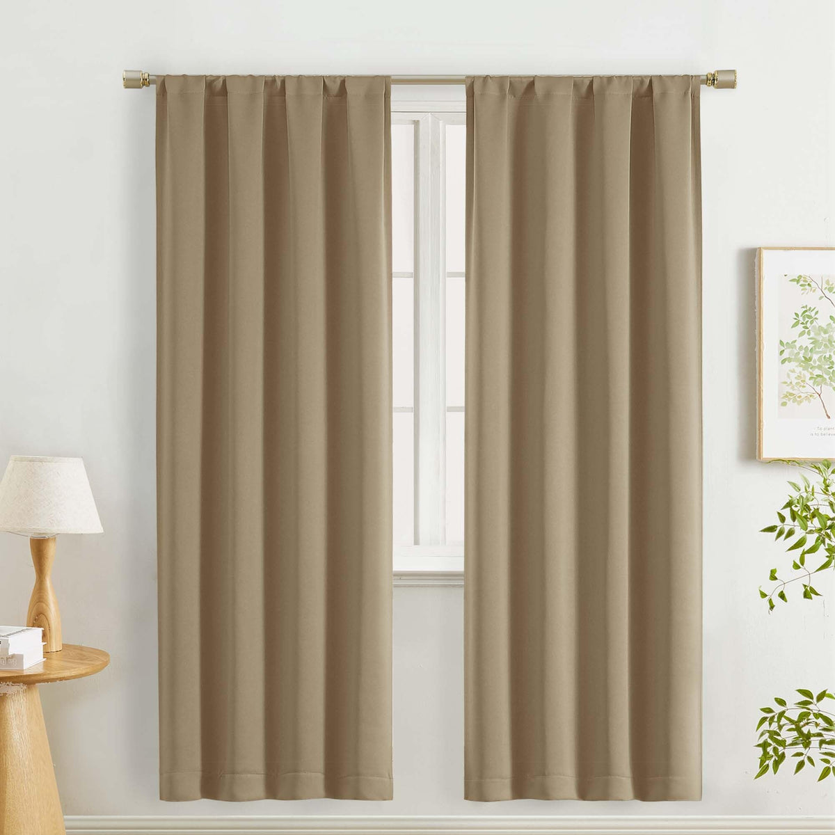 Lecloud Black Blackout Curtains for Bedroom 54 Inch Length 2 Panels