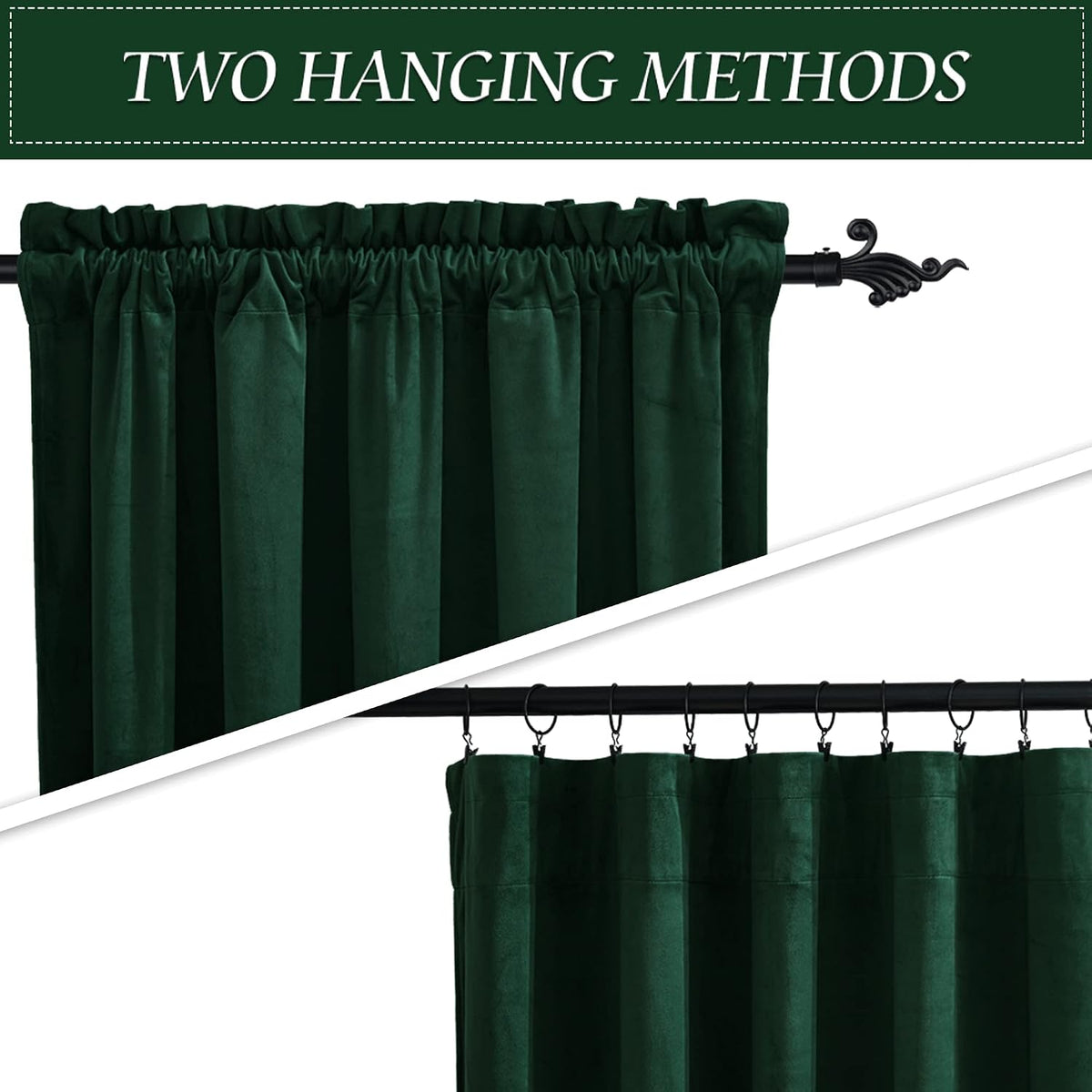 RYB HOME Green Velvet Blackout Curtains 84 inches for Bedroom Living Room