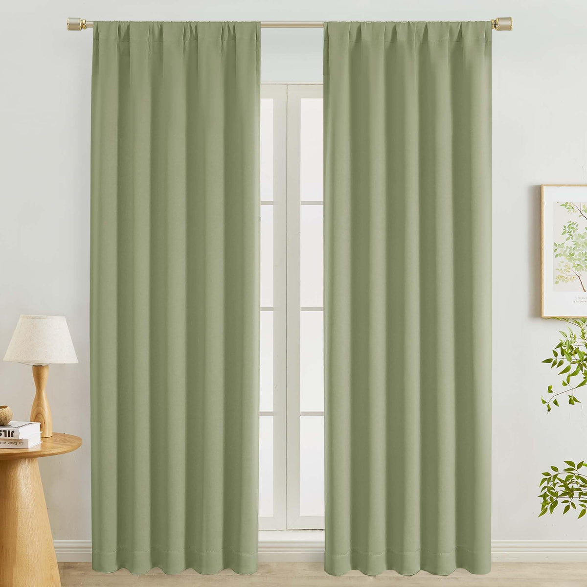 Lecloud Black Blackout Curtains for Bedroom 54 Inch Length 2 Panels