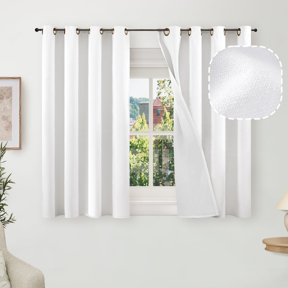 Lajode Natural Linen Blackout Curtains for Bedroom - 52x84 Inch 2 Panels