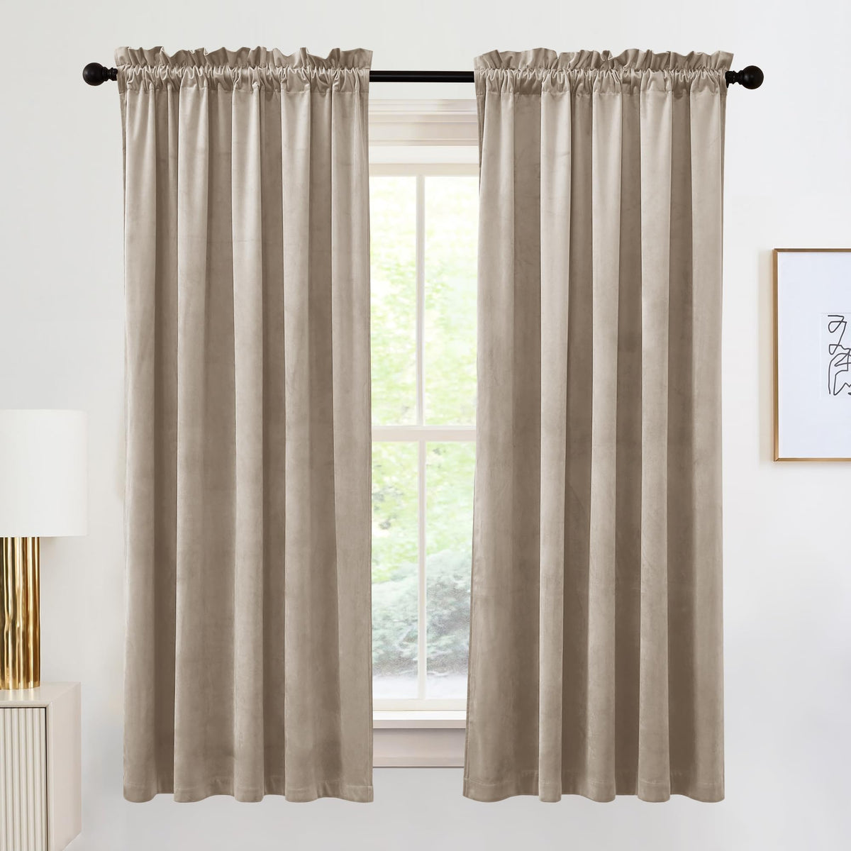 RYB HOME Green Velvet Blackout Curtains 84 inches for Bedroom Living Room