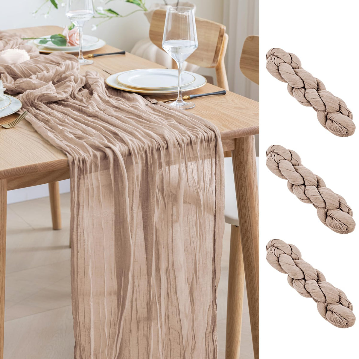 Asee'm Emerald Green Cheesecloth Table Runner Christmas Fall Rustic 10FT