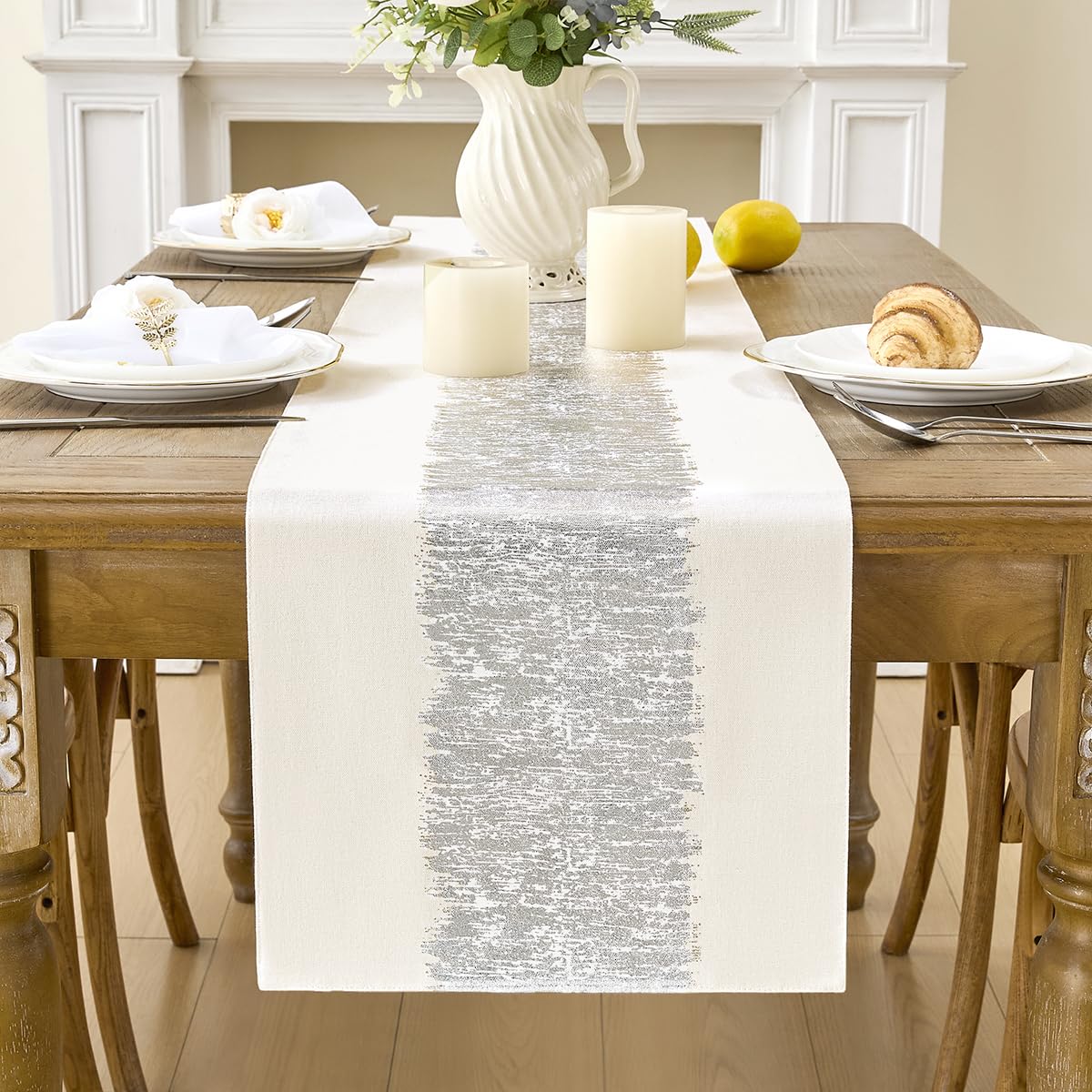 Metallic Style Gold Fall Table Runner, Table Runners 72 Inches Long
