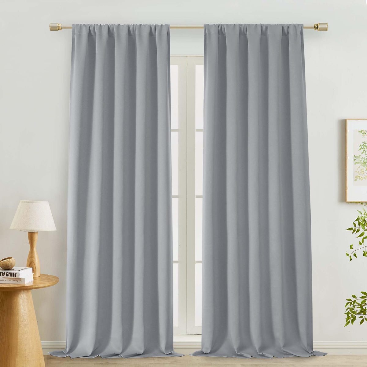 Lecloud Black Blackout Curtains for Bedroom 54 Inch Length 2 Panels