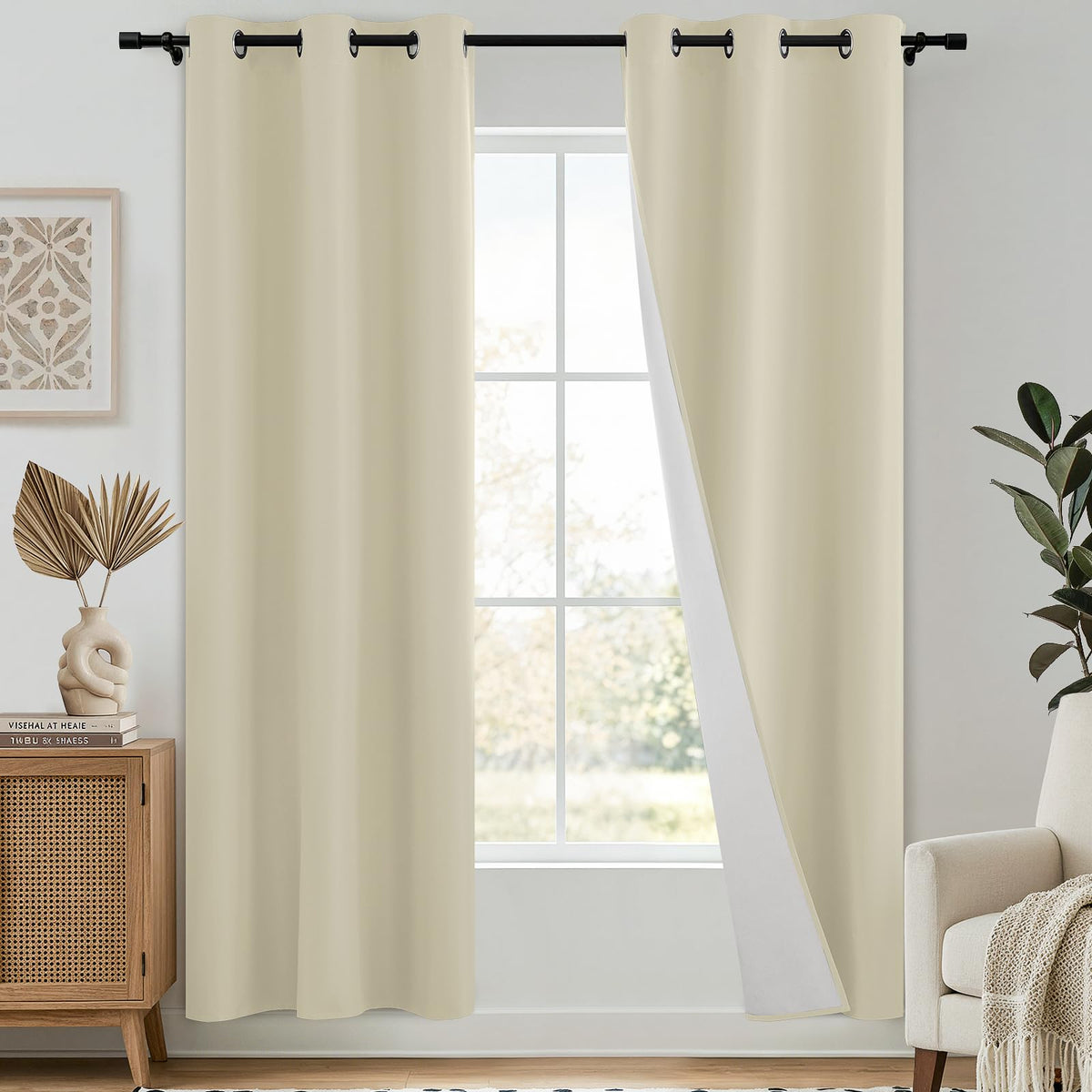 SimpleHome Chocolate Brown 100% Blackout Curtains for Bedroom 63 Inch Long