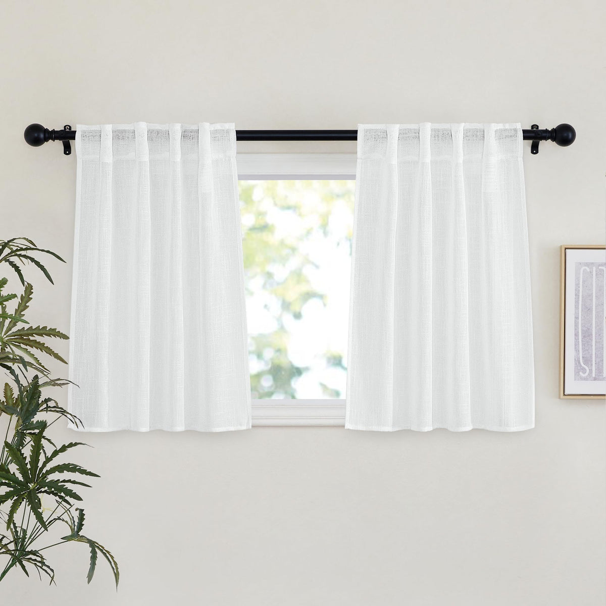 NICETOWN Natural Linen Curtains 70 Inches Length, 2 Panels, W37 x L70